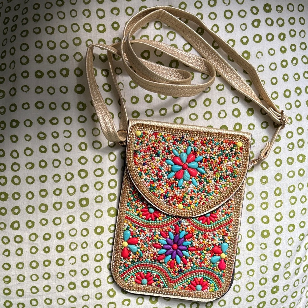 Colorful Beaded Crossbody Bag